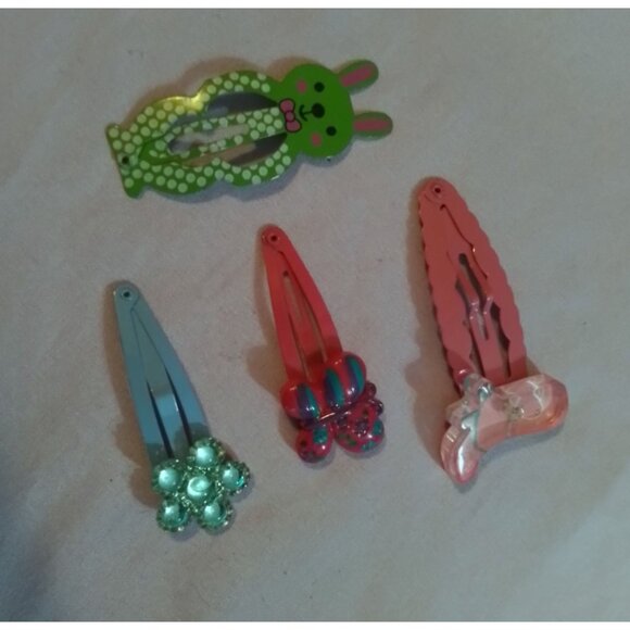 Colorful Assorted Childrens Hair Clips Barrettes Set of 4 - Picture 1 of 4
